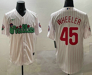 Men's Philadelphia Phillies #45 Zack Wheeler White Fashion Cool Base Jersey