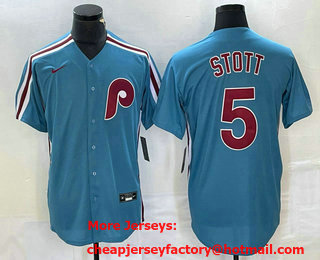 Men's Philadelphia Phillies #5 Bryson Stott Blue Cooperstown Throwback Cool Base Nike Jersey