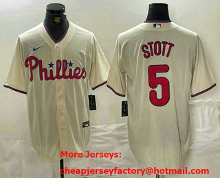 Men's Philadelphia Phillies #5 Bryson Stott Cream Cool Base Jersey