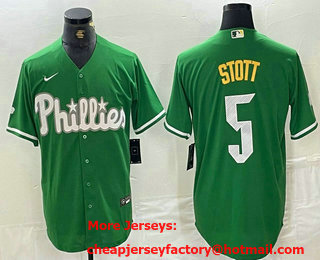 Men's Philadelphia Phillies #5 Bryson Stott Green 2024 City Connect Stitched Jersey