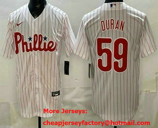 Men's Philadelphia Phillies #59 Jhoan Duran White Cool Base Jersey