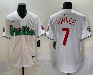 Men's Philadelphia Phillies #7 Trea Turner White Fashion Cool Base Jersey