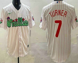 Men's Philadelphia Phillies #7 Trea Turner White Fashion Cool Base Jersey