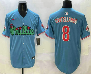 Men's Philadelphia Phillies #8 Nick Castellanos Light Blue Fashion Limited Jersey