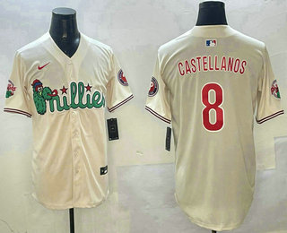 Men's Philadelphia Phillies #8 Nick Castellanos Cream Fashion Cool Base Jersey