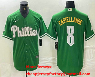 Men's Philadelphia Phillies #8 Nick Castellanos Green 2024 City Connect Stitched Jersey