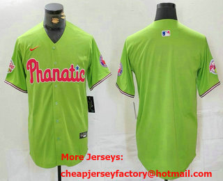 Men's Philadelphia Phillies Blank  Green With Patch Stitched Cool Base Nike Jersey