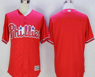 Men's Philadelphia Phillies Blank Red Alternate Stitched MLB Flex Base Jersey