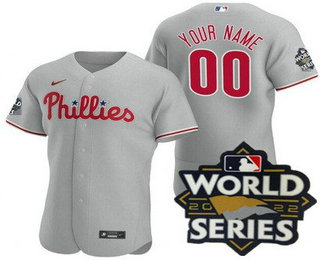 Men's Philadelphia Phillies Customized Gray 2022 World Series Authentic Jersey