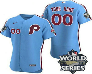 Men's Philadelphia Phillies Customized Light Blue 2022 World Series Authentic Jersey