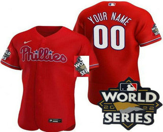 Men's Philadelphia Phillies Customized Red 2022 World Series Authentic Jersey