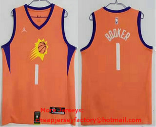 Men's Phoenix Suns #1 Devin Booker NEW Orange 2020 Brand Jordan Swingman Stitched NBA Jersey