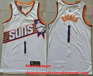 Men's Phoenix Suns #1 Devin Booker White Icon Swingman Jersey