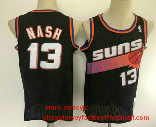 Men's Phoenix Suns #13 Steve Nash Black Hardwood Classics Soul Swingman Throwback Jersey