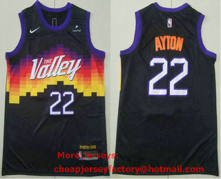 Men's Phoenix Suns #22 Deandre Ayton Black 2021 City Edition NBA Swingman Jersey With The Sponsor Logo