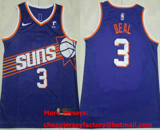 Men's Phoenix Suns #3 Bradley Beal Purple 2023 Icon Sponsor Swingman Jersey