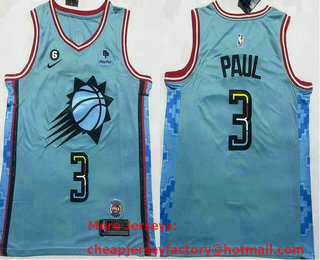 Men's Phoenix Suns #3 Chris Paul Blue 2022 City 6 Patch Sponsor Icon Swingman Jersey