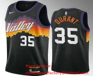 Men's Phoenix Suns #35 Kevin Durant Black 2021 City Icon Heat Press Jersey