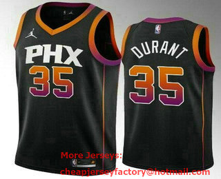 Men's Phoenix Suns #35 Kevin Durant Black 2022 Statement Icon Heat Press Jersey