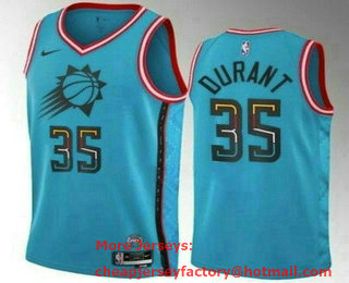 Men's Phoenix Suns #35 Kevin Durant Blue 2022 City Icon Heat Press Jersey