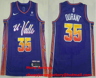 Men's Phoenix Suns #35 Kevin Durant Purple 2023 City Icon Sponsor Swingman Jersey
