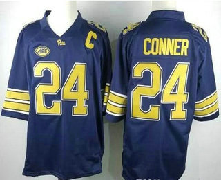 Men's Pittsburgh Panthers Pitt #24 James Conner Blue With Gold College NCAA Sitiched Football Jersey