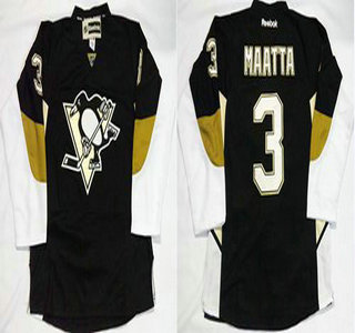 Men's Pittsburgh Penguins #3 Olli Maatta Black Home Jersey