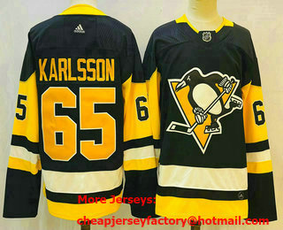 Men's Pittsburgh Penguins #65 Erik Karlsson Black Stitched Jersey