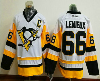 Men's Pittsburgh Penguins #66 Mario Lemieux White 2016-17 Home Stitched NHL Throwback Hockey Jersey