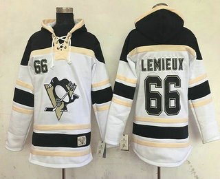 Men's Pittsburgh Penguins #66 Mario Lemieux White Old Time Hockey Hoodie