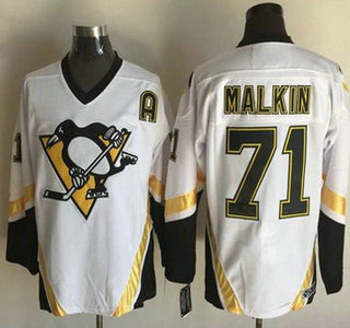 Men's Pittsburgh Penguins #71 Evgeni Malkin 2002-03 White CCM Vintage Throwback Jersey