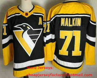 Men's Pittsburgh Penguins #71 Evgeni Malkin Black 2022 Reverse Retro Authentic Jersey