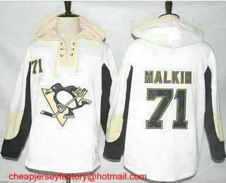Men's Pittsburgh Penguins #71 Evgeni Malkin White Pullover Hoodie Stitched NHL Jersey