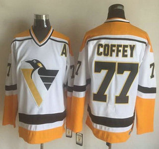 Men's Pittsburgh Penguins #77 Paul Coffey 1992-93 White CCM Vintage Throwback Jersey
