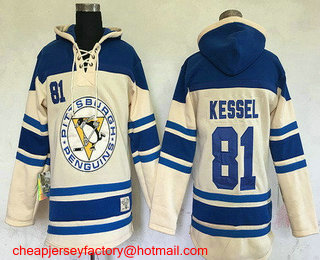 Men's Pittsburgh Penguins #81 Phil Kessel Cream Stitched NHL Old Time Hockey Hoodie