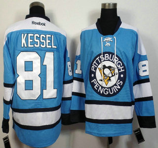 Men's Pittsburgh Penguins #81 Phil Kessel Light Blue Jersey