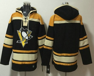Men's Pittsburgh Penguins Blank Black Lace Up Pullover Hoodie