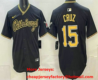 Men's Pittsburgh Pirates #15 Oneil Cruz Black Limited Jersey