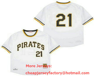 Men's Pittsburgh Pirates #21 Roberto Clemente White 1971 Throwback Jersey