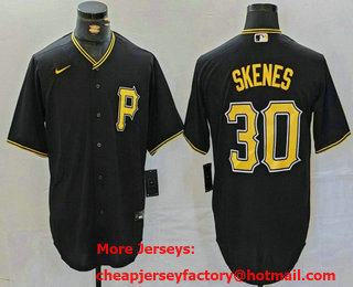 Men's Pittsburgh Pirates #30 Paul Skenes Black Stitched MLB Cool Base Nike Jersey