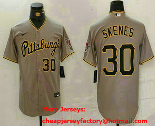 Men's Pittsburgh Pirates #30 Paul Skenes Number Grey Stitched Jersey