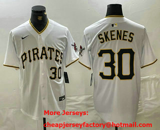Men's Pittsburgh Pirates #30 Paul Skenes White 2024 Home Limited Stitched Baseball Jersey