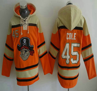 Men's Pittsburgh Pirates #45 Gerrit Cole Orange MLB Baseball Hoodie