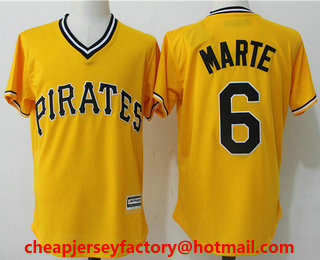 Men's Pittsburgh Pirates #6 Starling Marte Yellow Stitched MLB Cool Base Jersey