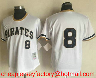 Men's Pittsburgh Pirates #8 Willie Stargell White Pullover Cooperstown Collection Stitched MLB Jersey by Mitchell & Ness