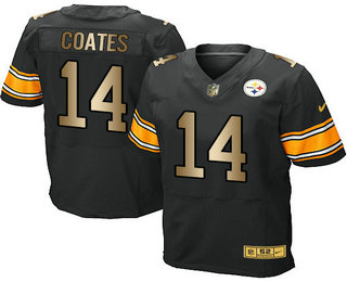 Men's Pittsburgh Steelers #14 Sammie Coates Black With Gold Stitched NFL Nike Elite Jersey