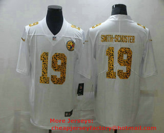 Men's Pittsburgh Steelers #19 JuJu Smith-Schuster 2020 White Leopard Print Fashion Limited Stitched Jersey