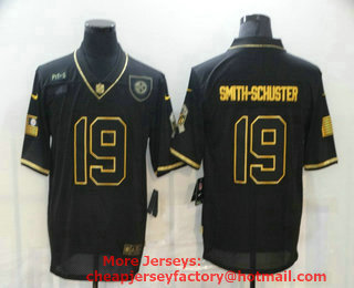Men's Pittsburgh Steelers #19 JuJu Smith-Schuster Black Gold 2020 Salute To Service Stitched NFL Nike Limited Jersey