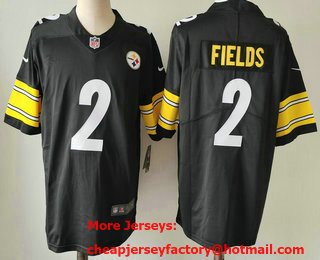 Men's Pittsburgh Steelers #2 Justin Fields Black Vapor Untouchable Limited Stitched Jersey