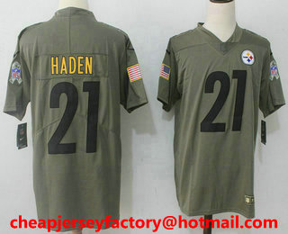 Men's Pittsburgh Steelers #21 Joe Haden Olive 2017 Salute To Service Stitched NFL Nike Limited Jersey